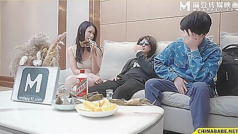 Asian brunette girl gets on her knees to get on her cock