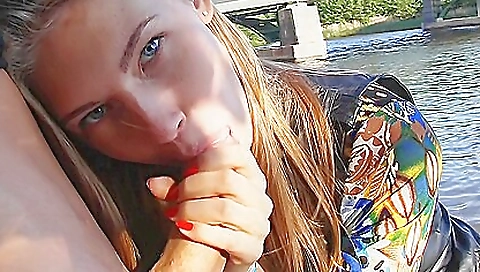 Blonde with a sexy outfit and a sexy tank top out in the public