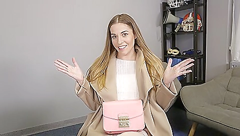 Solo brunette with beautiful tits plays with herself