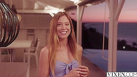 Beautiful babe is playing with her hair and having sex