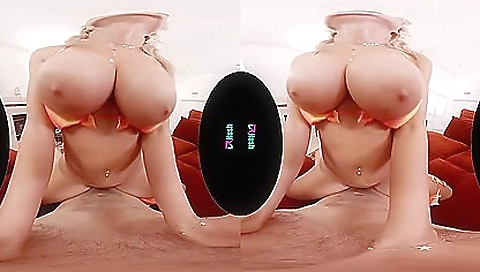 Hot blonde is going to have a big cock blowjob in vr porn