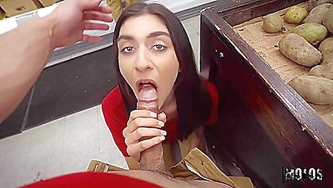 Beautiful girl with sexy lingerie enjoys deepthroat