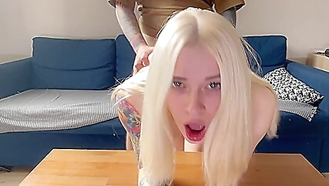 Blonde with tattooed ass gets fucked by my step brother