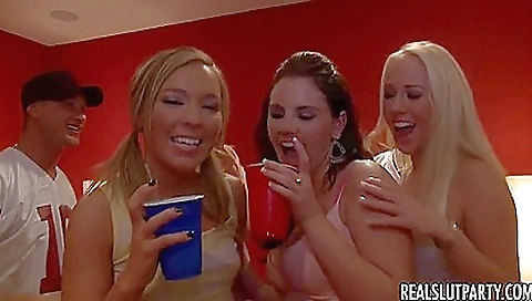 Busty blonde tarts enjoy incredible group sex orgy