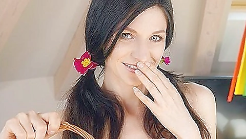 Brunette porn video with a sexy black and white girl