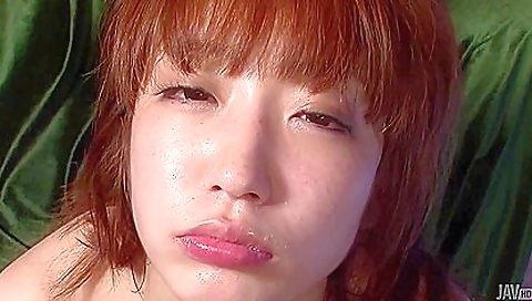 Japanese hottie with an awesome ass gets footjob and facial