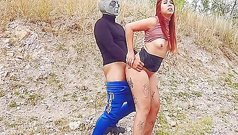 Big-assed redhead is going out for an outdoor video