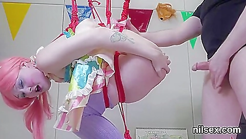 Busty tattooed bitch in sexy stockings fucked anal