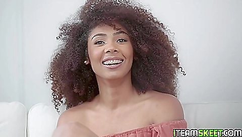 Ebony babe with a very nice body is a deepthroat porn star