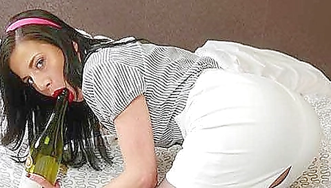 Sexy girl with stockings and a sexy body is having a fun party