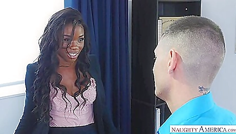 Blonde ebony milf in the office and fucking in the office