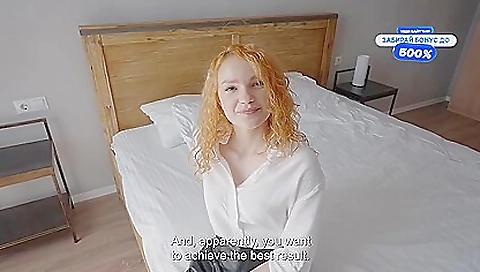 Redhead teen gets her tight pussy licked by big cock