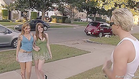 Busty blonde with a sexy face makes a hot threesome