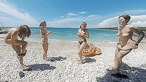 Amateur - 4girl beach party outdoor party - vr porn