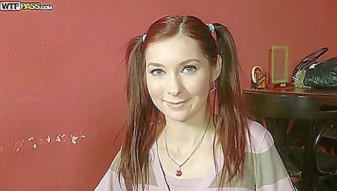 Big tits redhead gets naked outdoors and enjoys herself