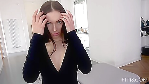 Gorgeous babe in stockings is making a cool pov porn video